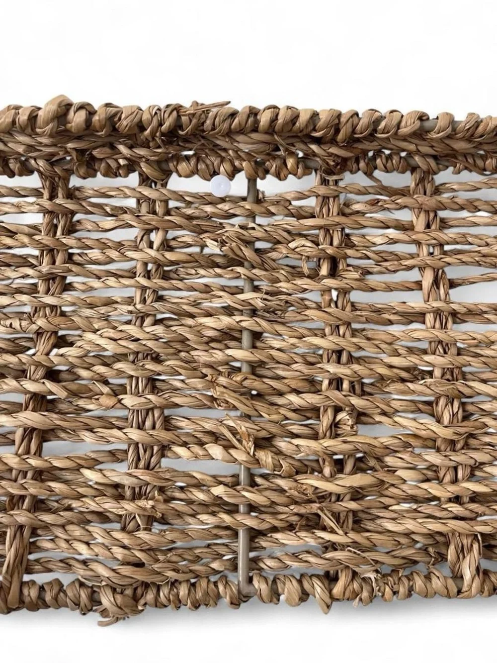 15” Rustic Boho Natural Seagrass Hanging Shelf Woven Cotton Triangular Macrame